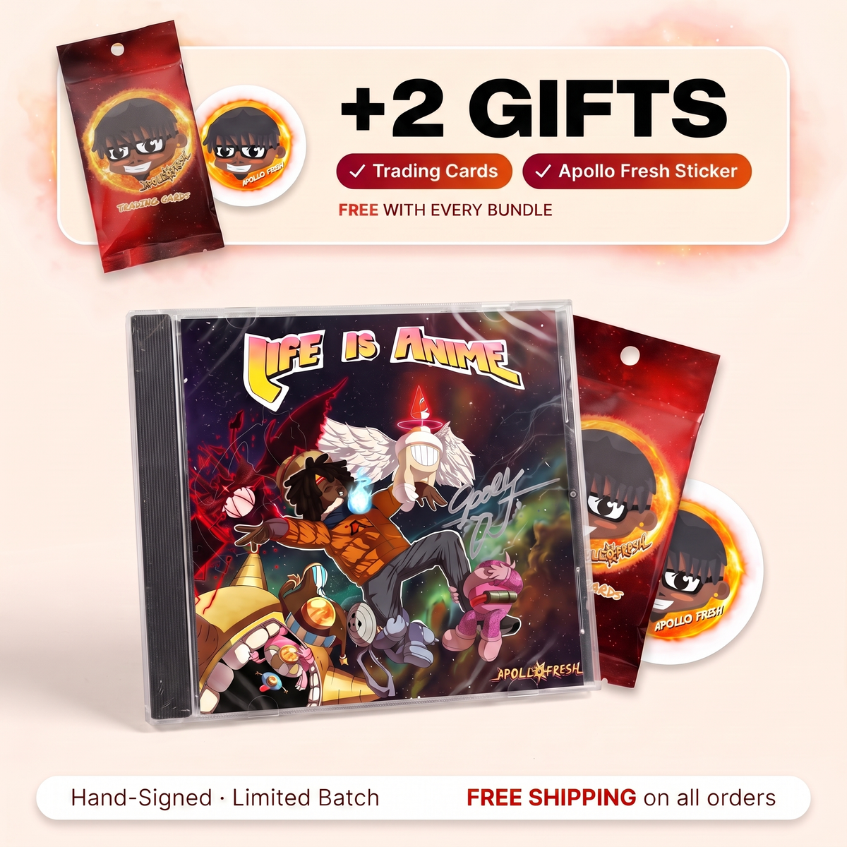 Life is Anime bundle - hand-signed CD with trading cards and sticker