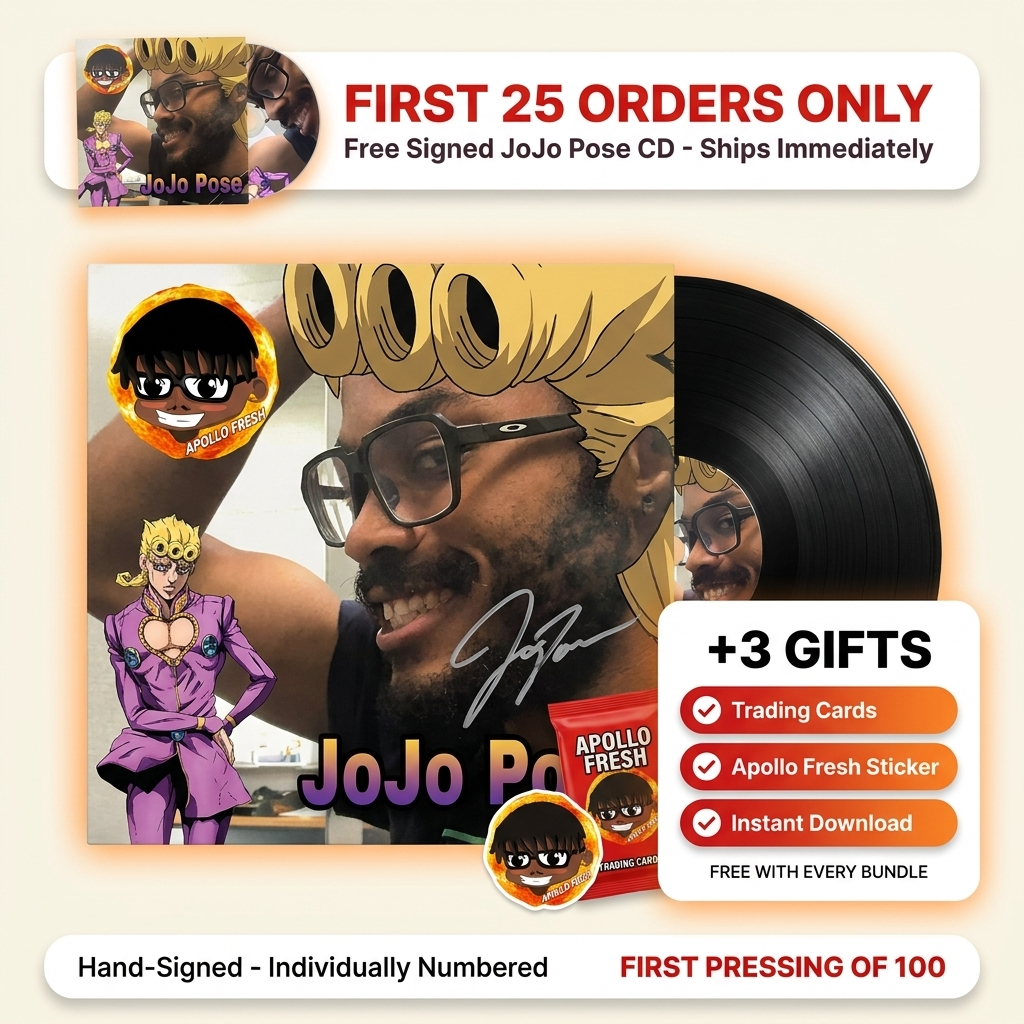 JoJo Pose hand-signed numbered vinyl — record pulled from sleeve, +3 gifts with every bundle, free signed CD for the first 25 orders